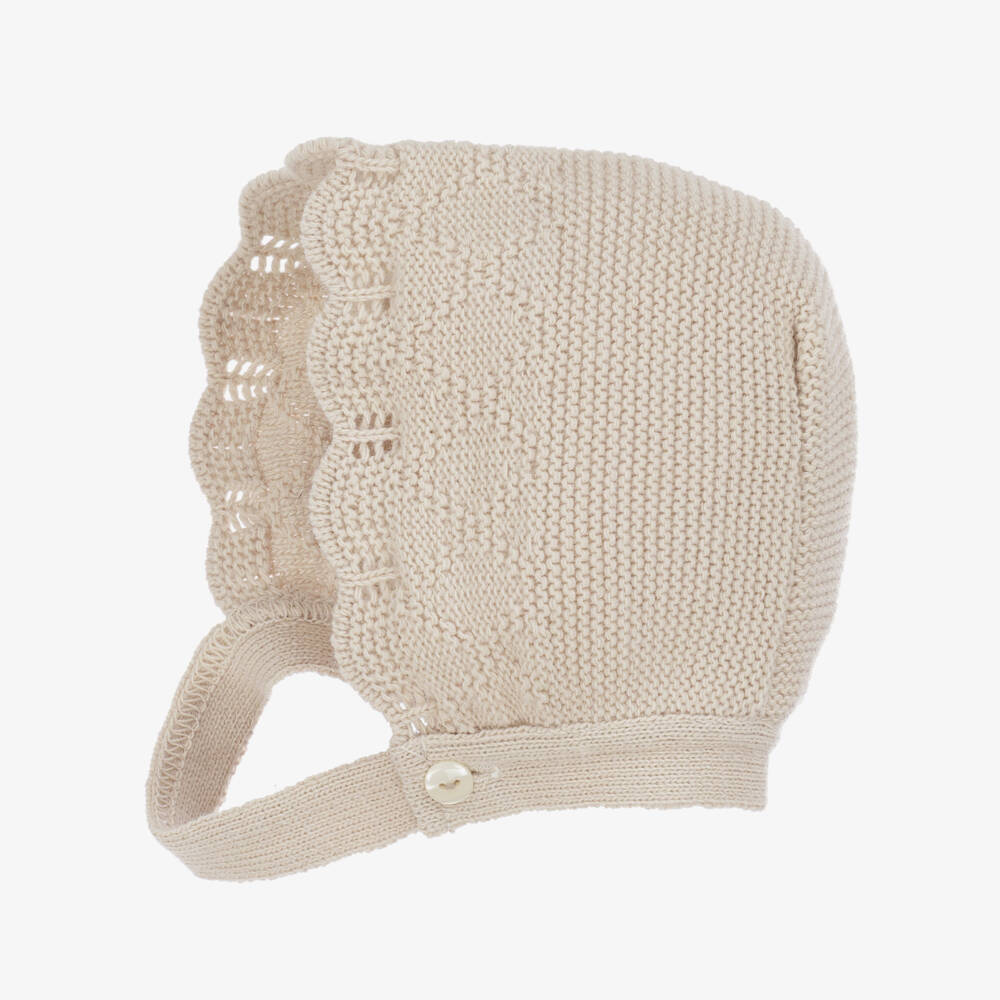 Babidu-Baby Girls Floral & Beige Knitted Dress Set | Childrensalon Outlet