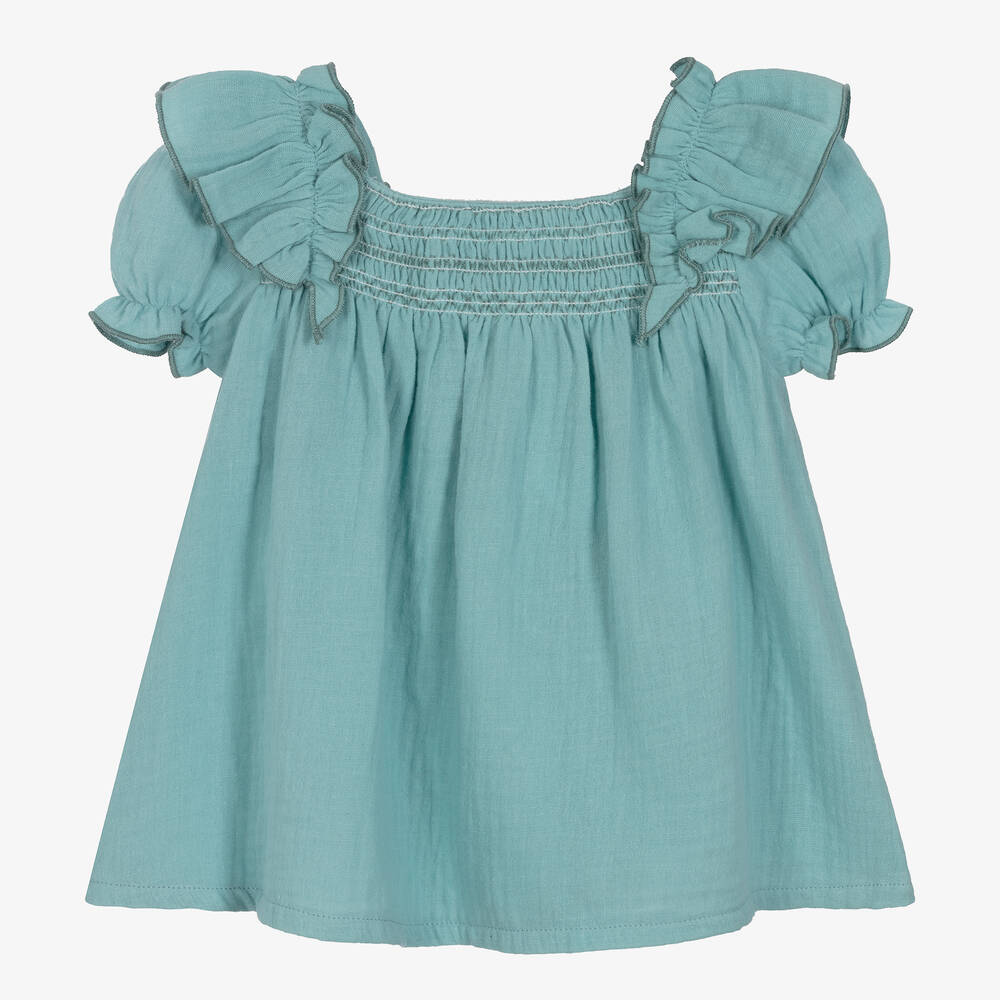 Babidu - Robe verte en coton bébé fille | Childrensalon