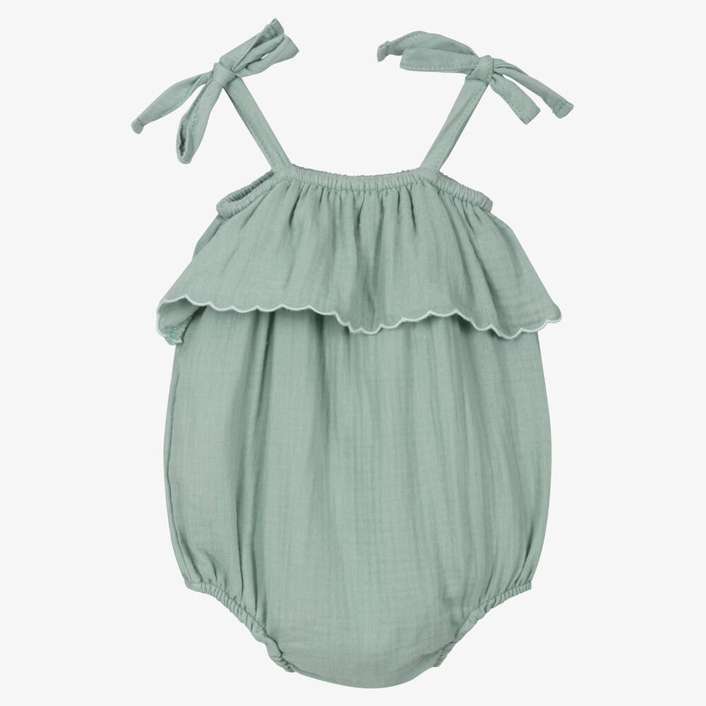 Babidu-Baby Girls Green Cotton Shortie | Childrensalon Outlet