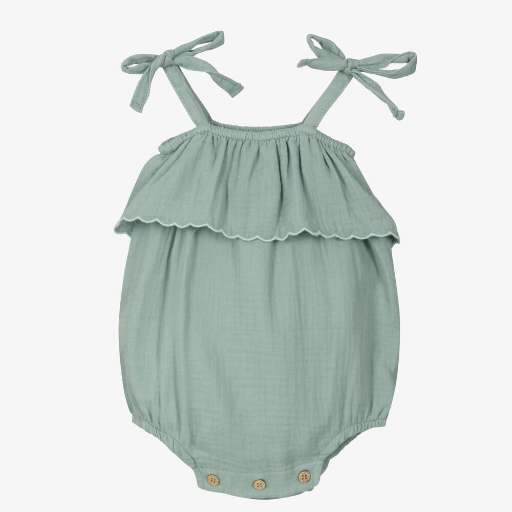 Babidu - Baby Girls Green Cotton Shortie | Childrensalon