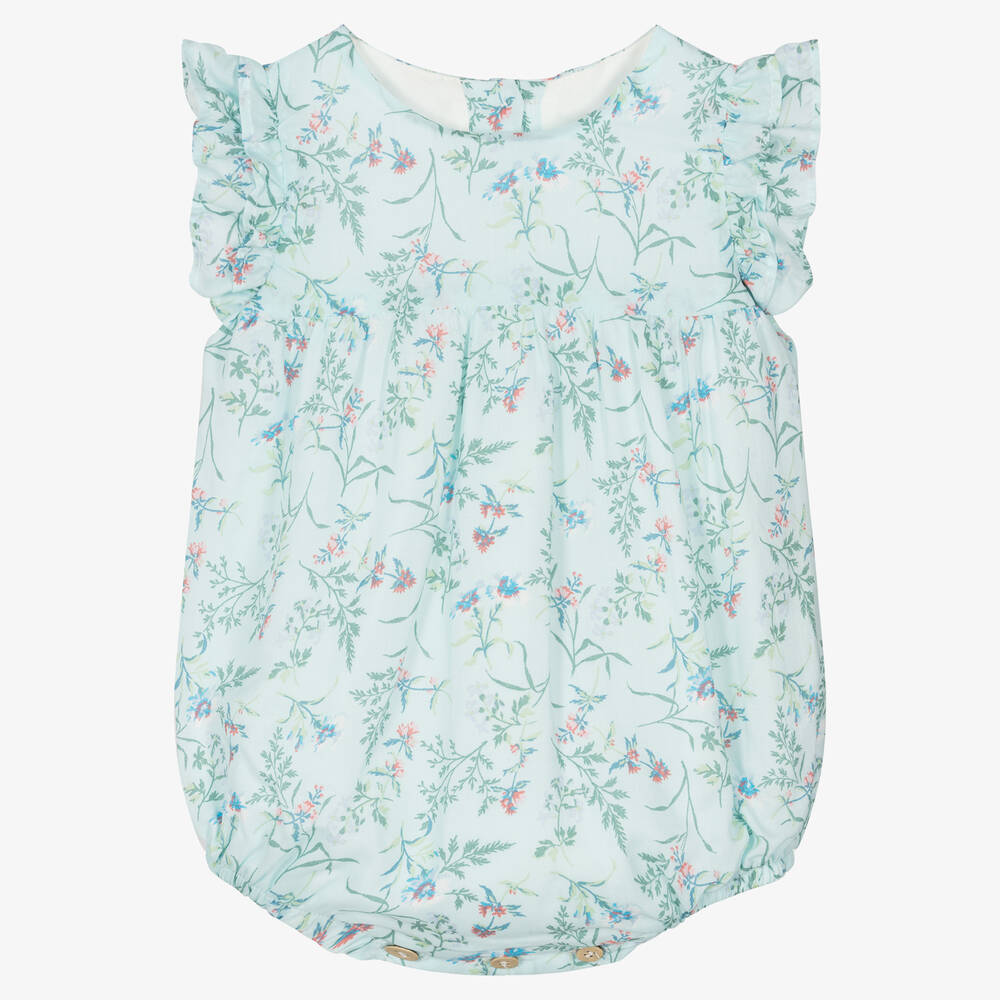 Babidu - Baby Girls Green Floral Shortie | Childrensalon