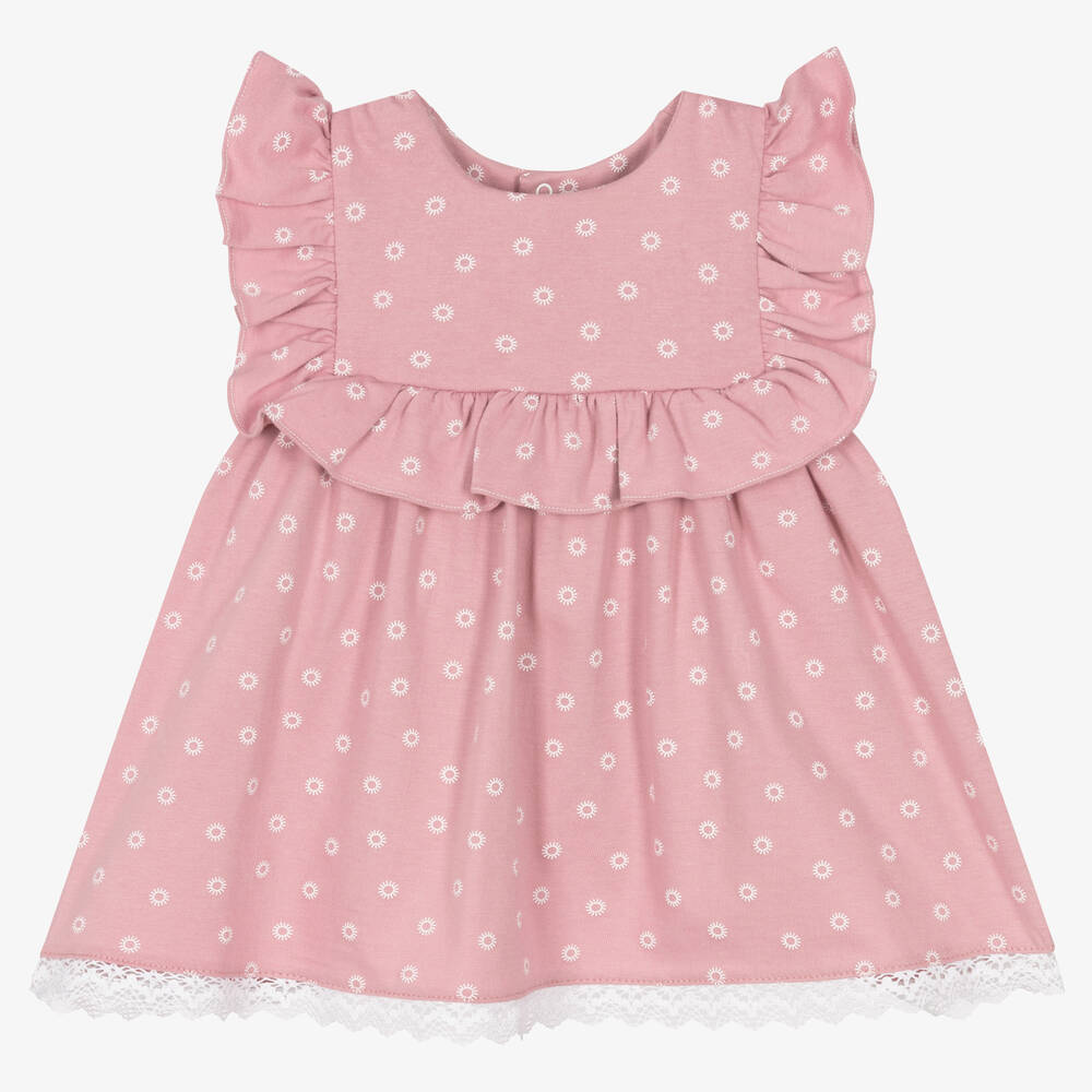 Babidu - Baby Girls Pink Cotton Dress | Childrensalon