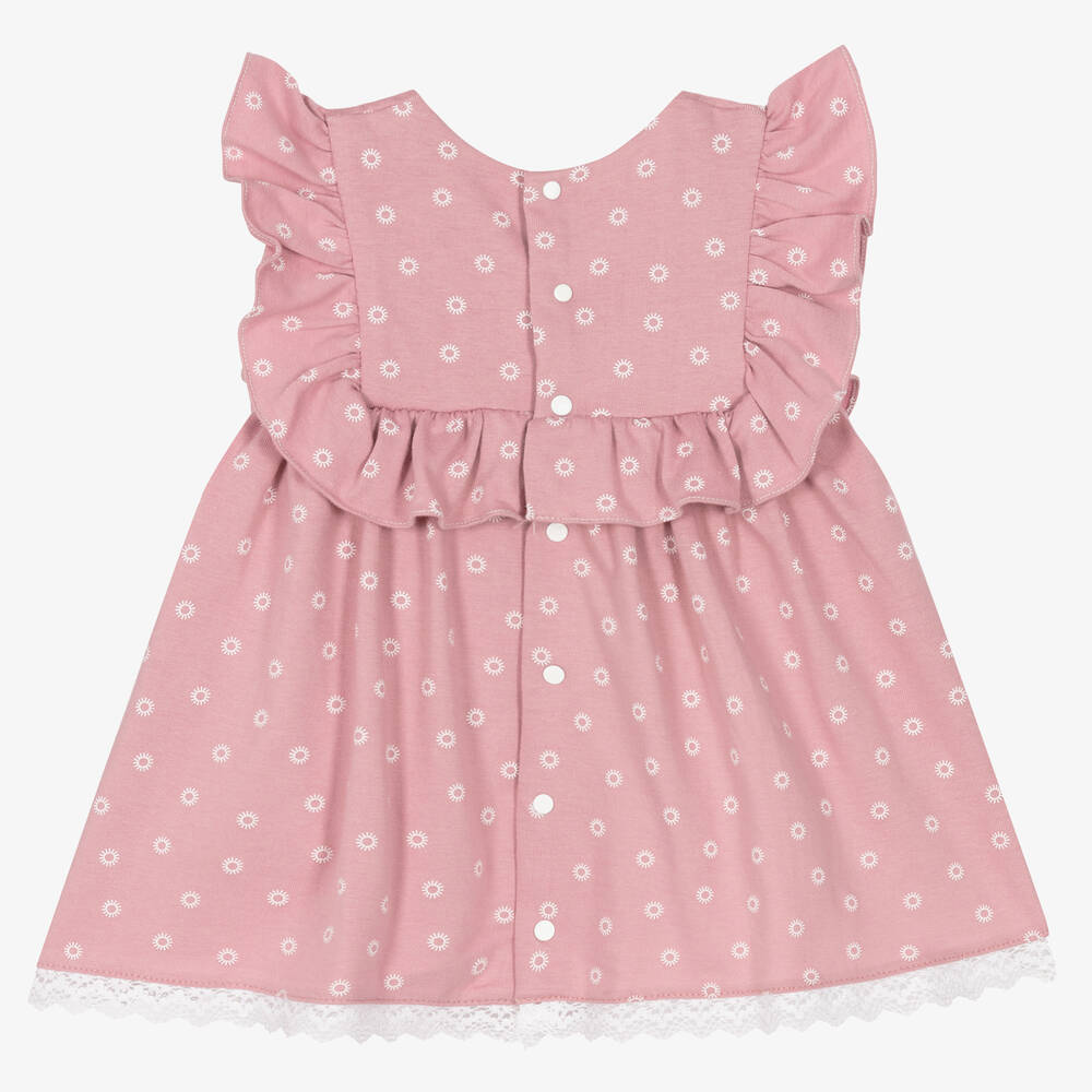 Babidu-Baby Girls Pink Cotton Dress | Childrensalon Outlet