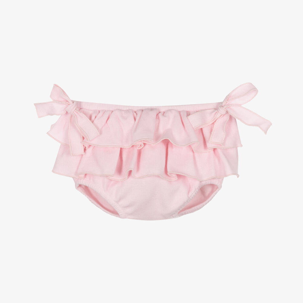 Babidu - Baby Girls Pink Cotton Knit Bloomer Shorts | Childrensalon