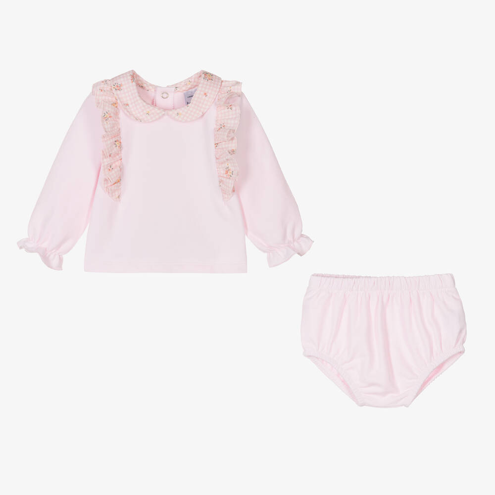 Babidu-Baby Girls Pink Cotton Shorts Set | Childrensalon Outlet