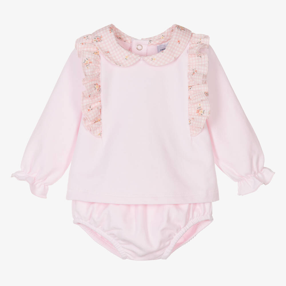 Babidu-Baby Girls Pink Cotton Shorts Set | Childrensalon Outlet