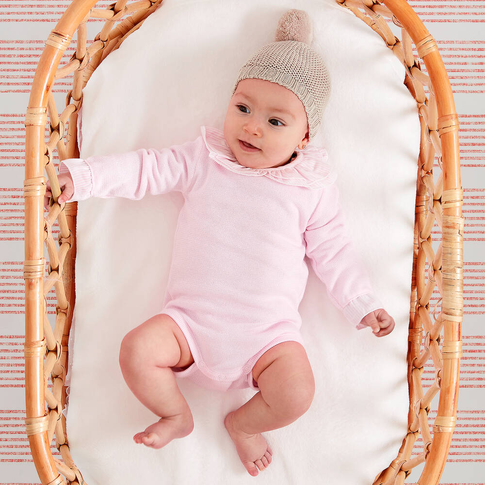 Babidu-Baby Girls Pink Jersey Knit Bodyvest | Childrensalon Outlet