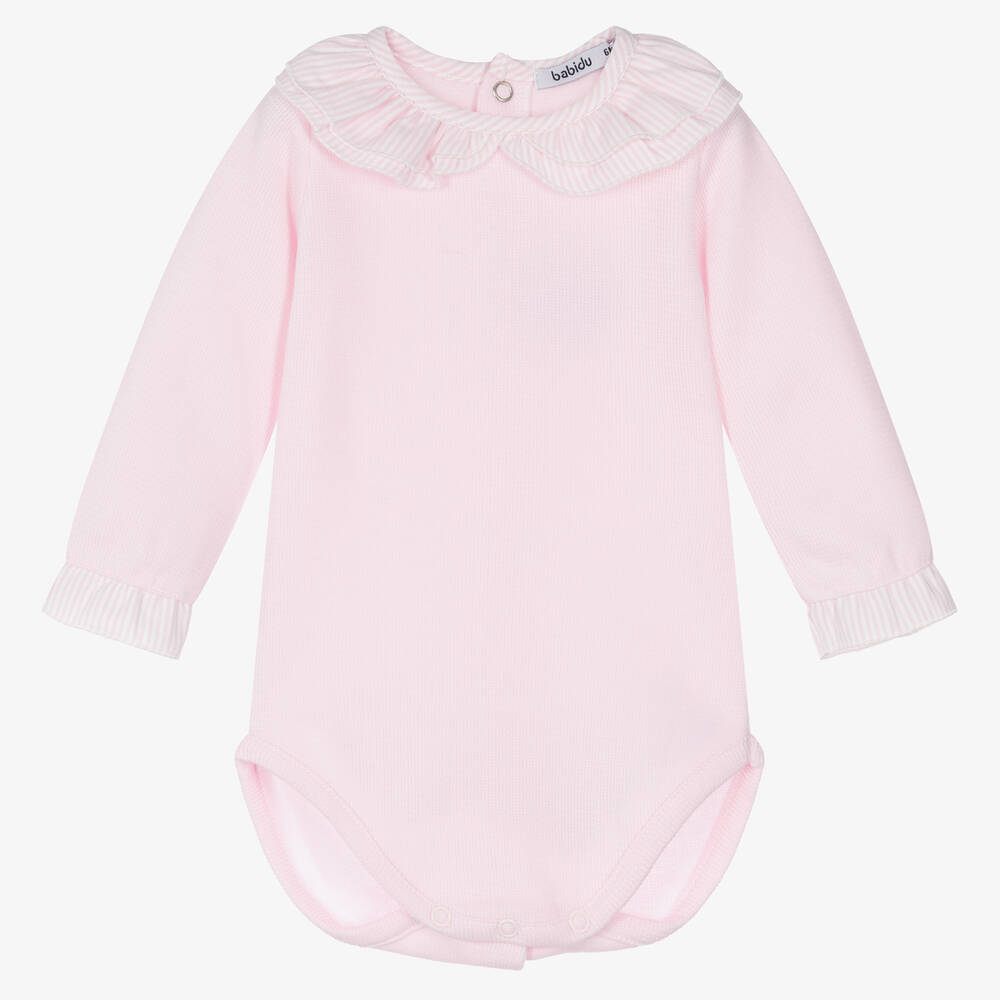 Babidu - Baby Girls Pink Jersey Knit Bodyvest | Childrensalon