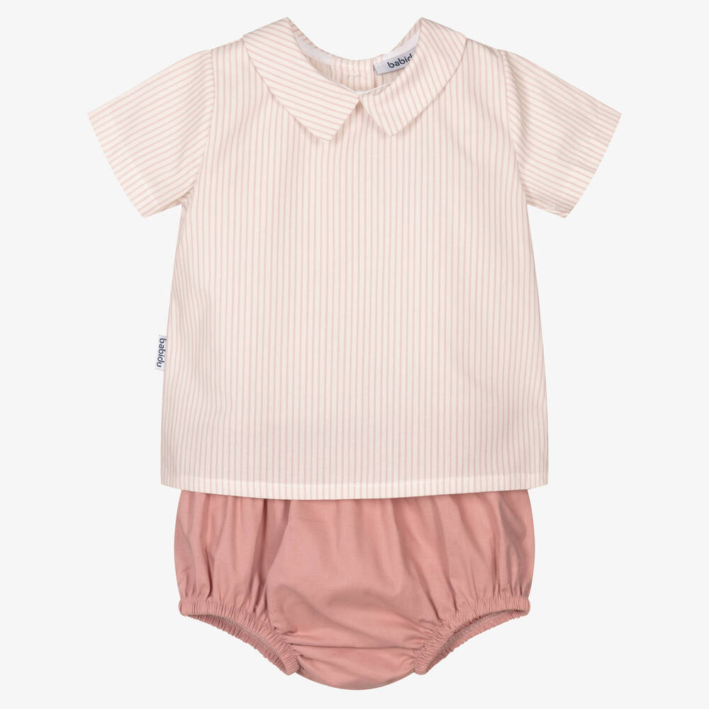 Babidu - Baby Girls Pink Shorts Set | Childrensalon