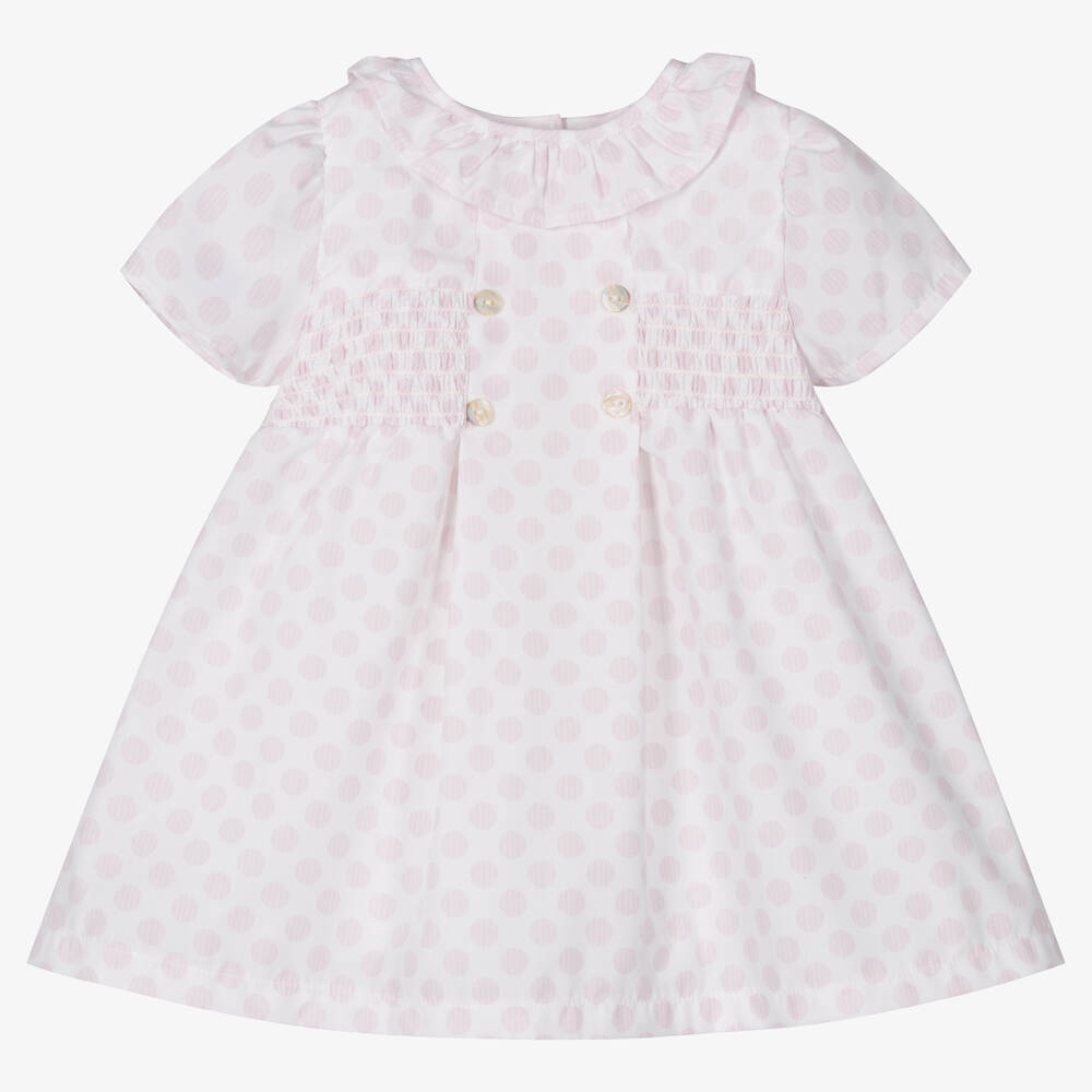 Babidu - Baby Girls Pink Spot Dress | Childrensalon