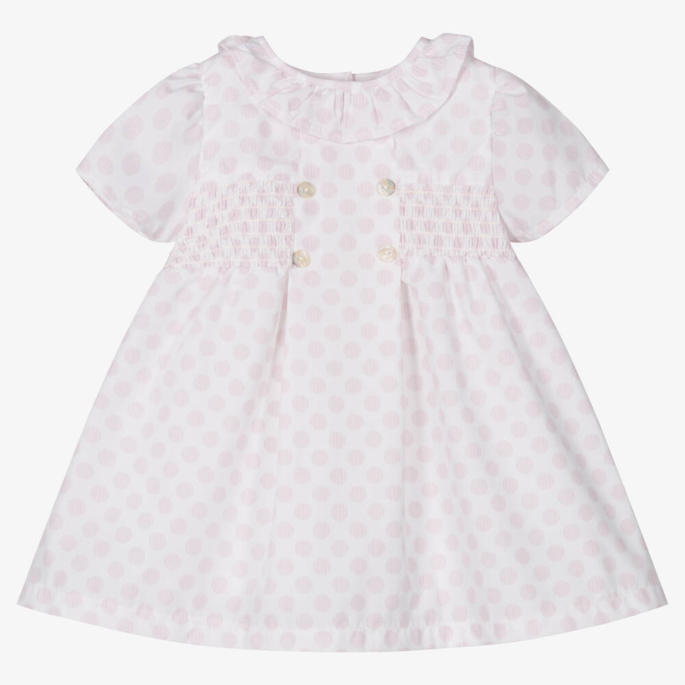 Babidu-Baby Girls Pink Spot Dress | Childrensalon Outlet
