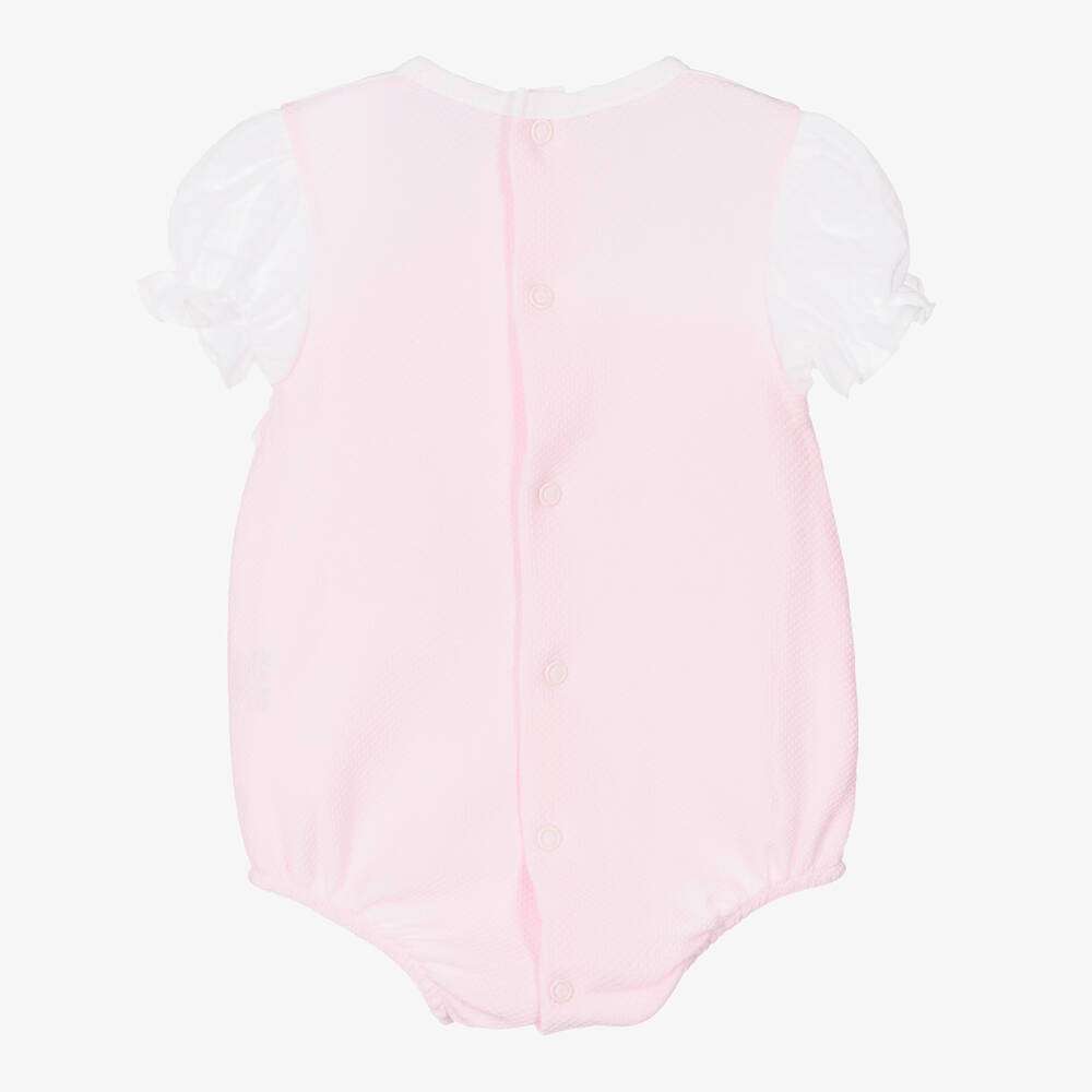 Babidu-Baby Girls Pink & White Cotton Shortie | Childrensalon Outlet