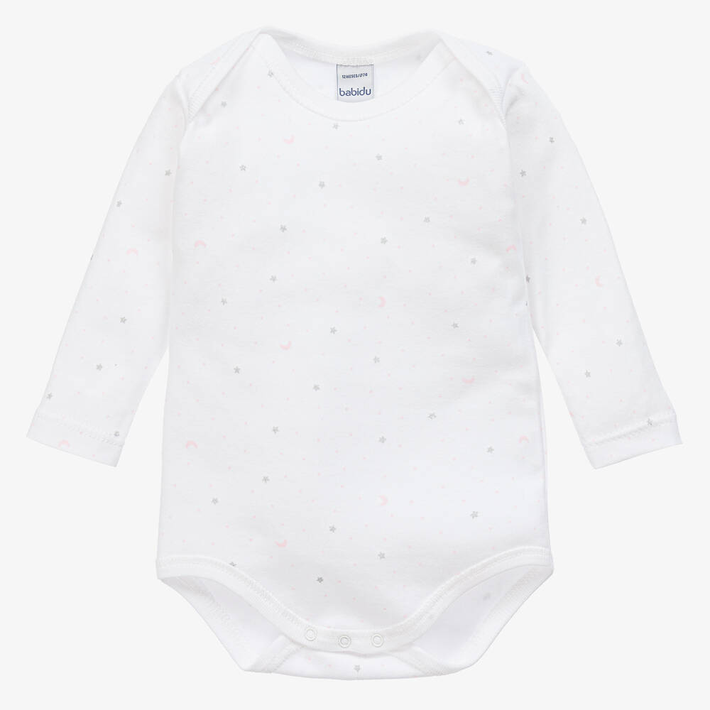 Babidu - Baby Girls White Cotton Bodyvest | Childrensalon