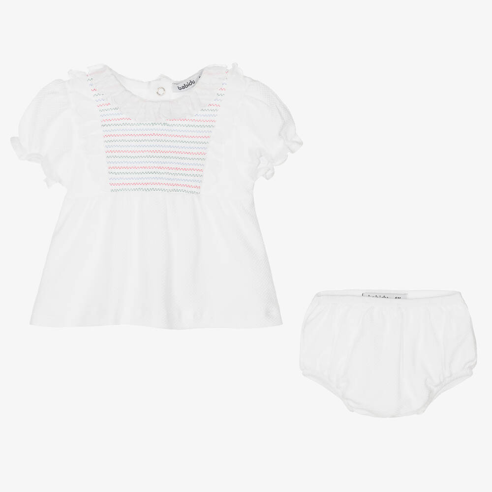 Babidu-Белый хлопковый топ и шорты | Childrensalon Outlet