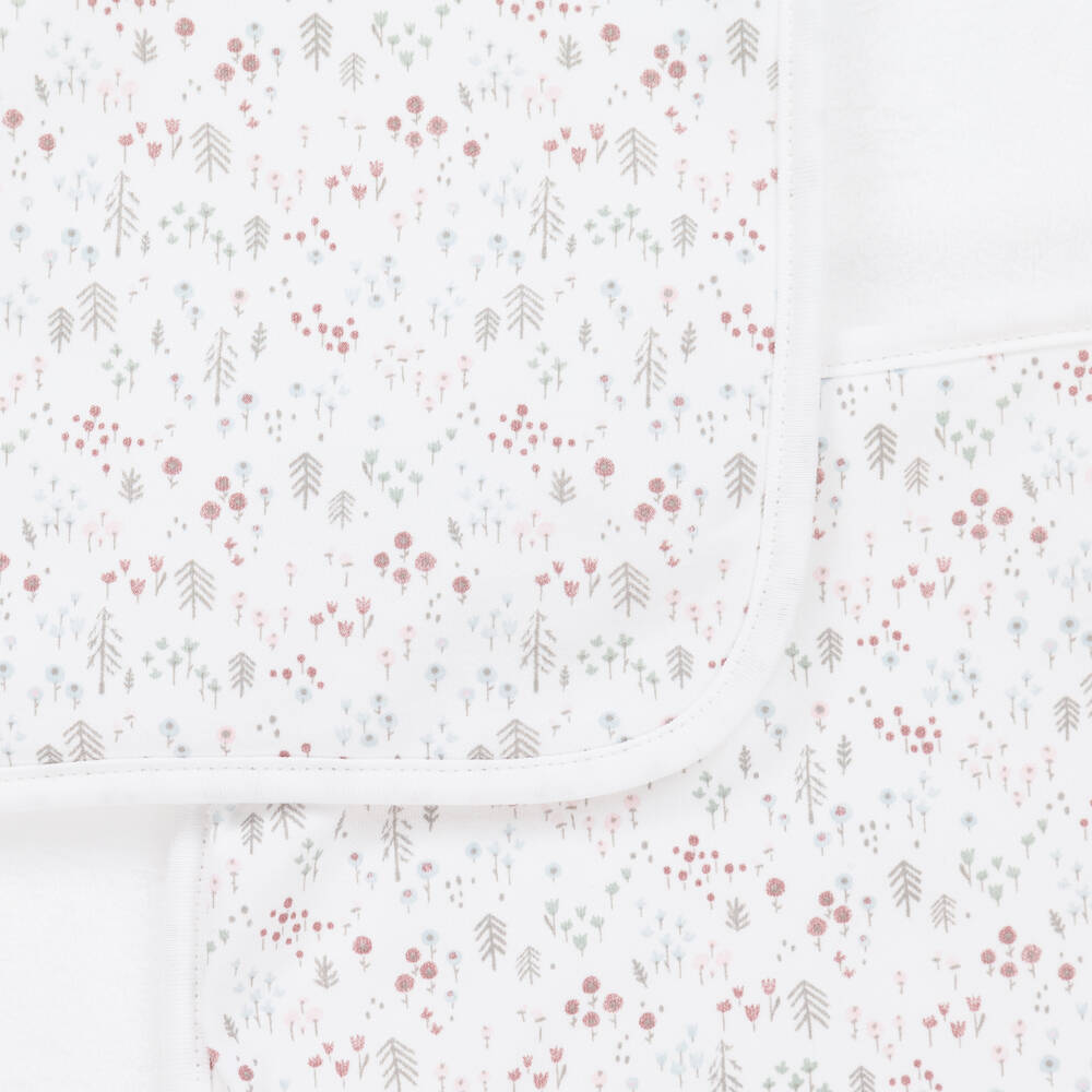 Babidu-بطانية قطن قطيفة لون أبيض بطبعة ورود (82 سم) | Childrensalon Outlet