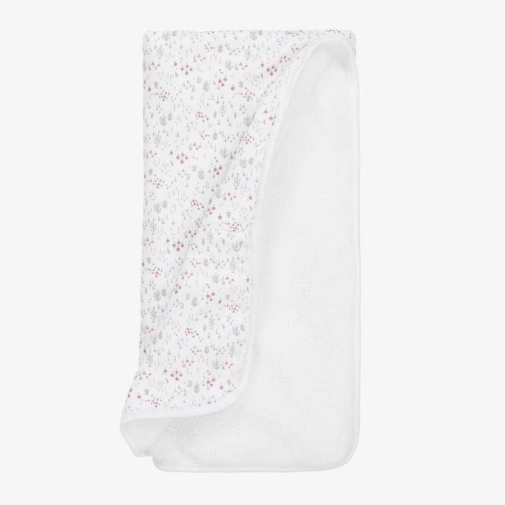 Babidu-Baby Girls White Floral Blanket (82cm) | Childrensalon Outlet