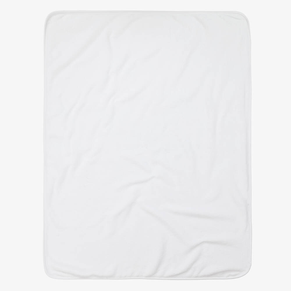 Babidu-بطانية قطن قطيفة لون أبيض بطبعة ورود (82 سم) | Childrensalon Outlet