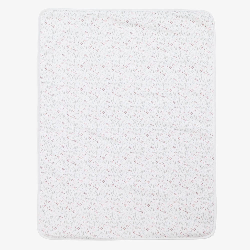 Babidu - Baby Girls White Floral Blanket (82cm) | Childrensalon