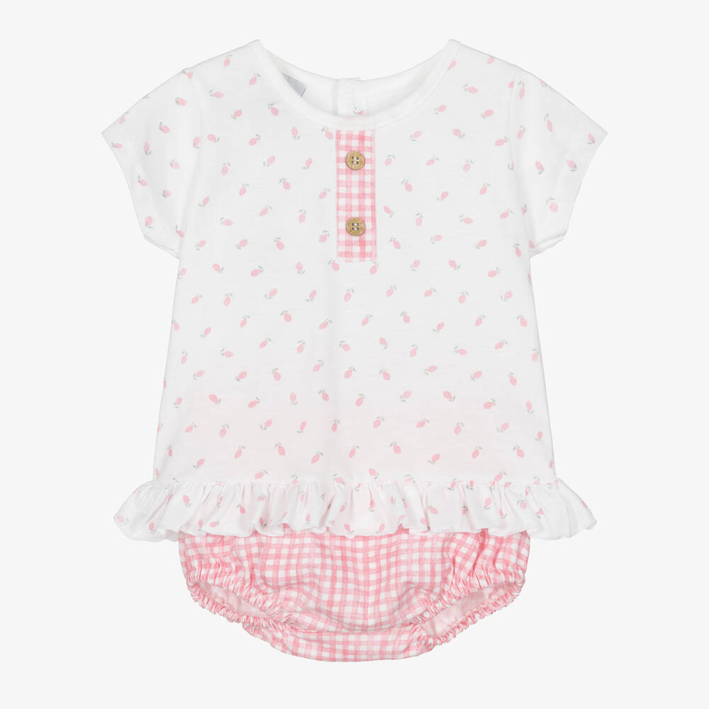 Babidu - Baby-Shorts-Set in Weiß und Rosa | Childrensalon