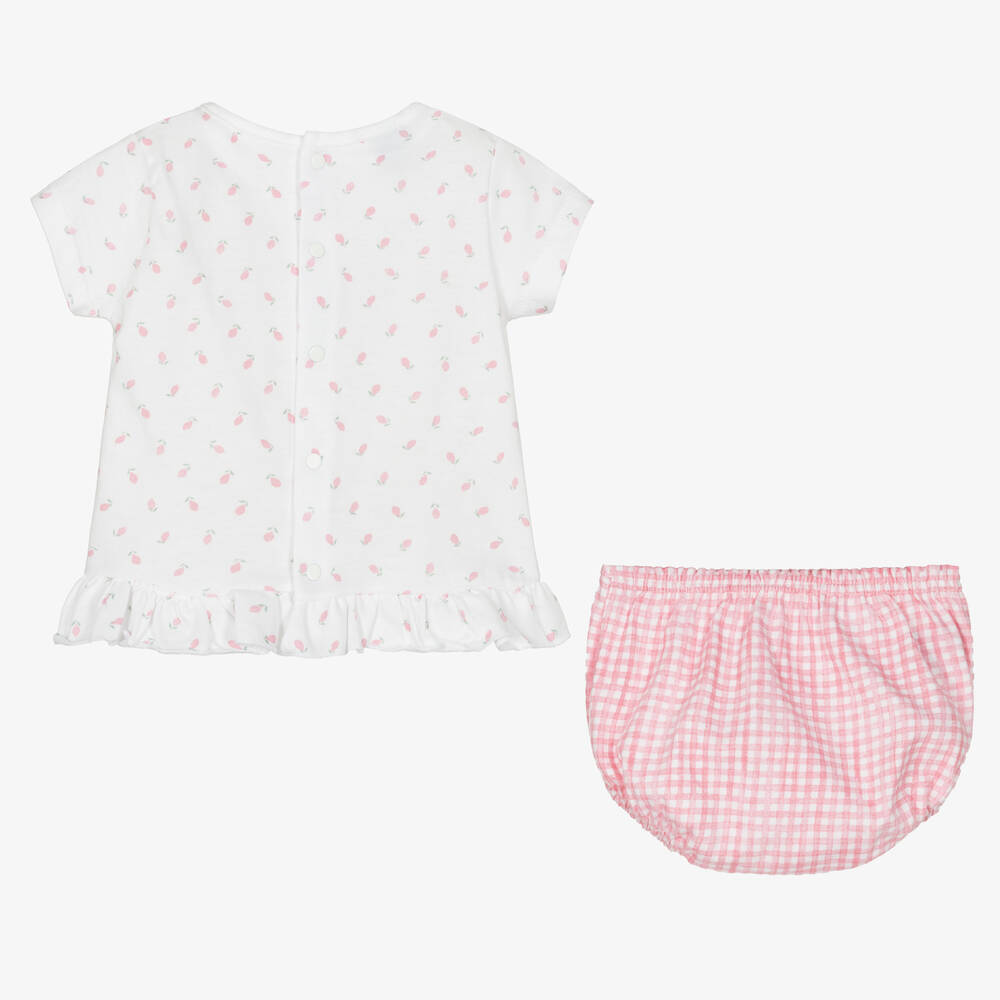 Babidu-Белый топ и розовые шорты | Childrensalon Outlet