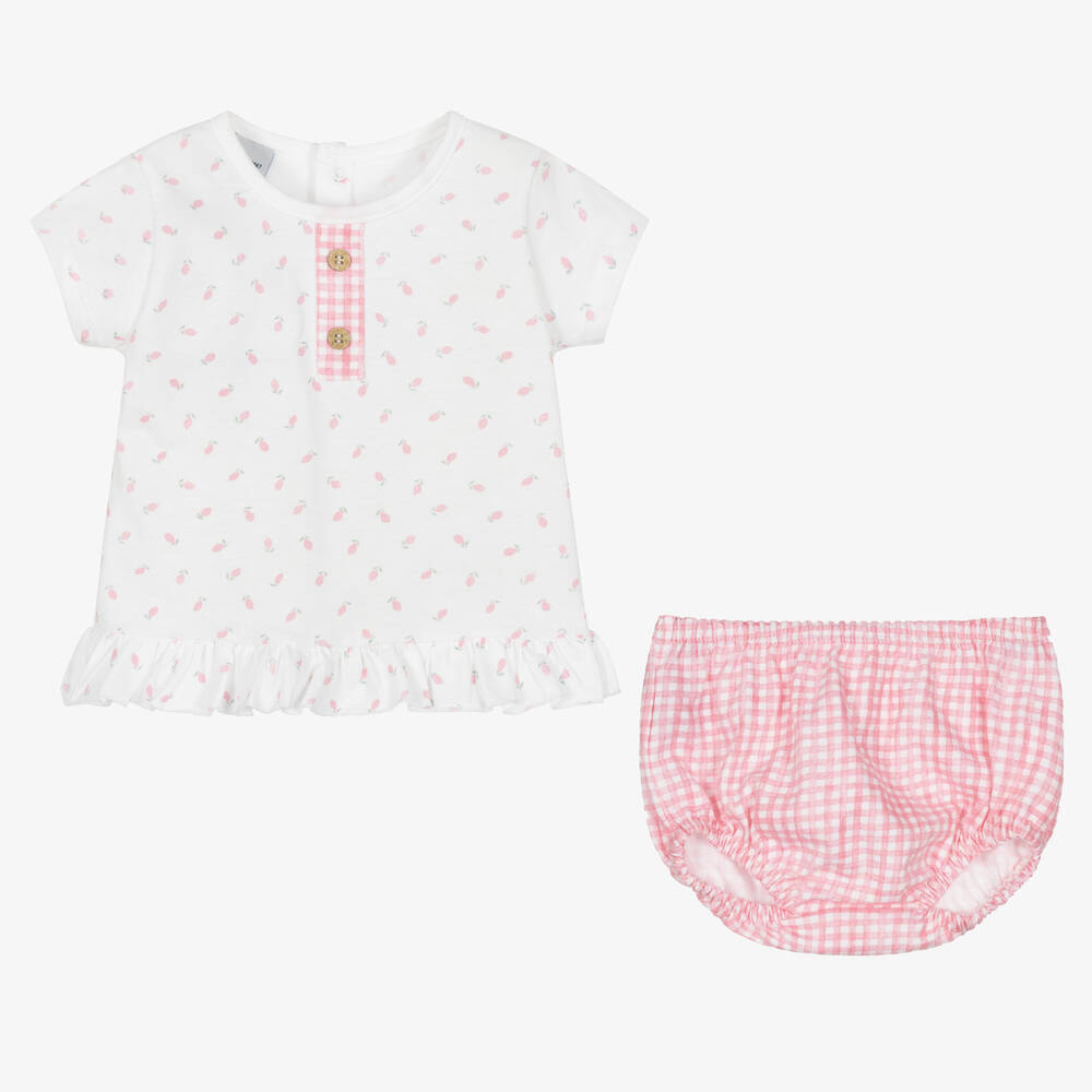 Babidu-Белый топ и розовые шорты | Childrensalon Outlet