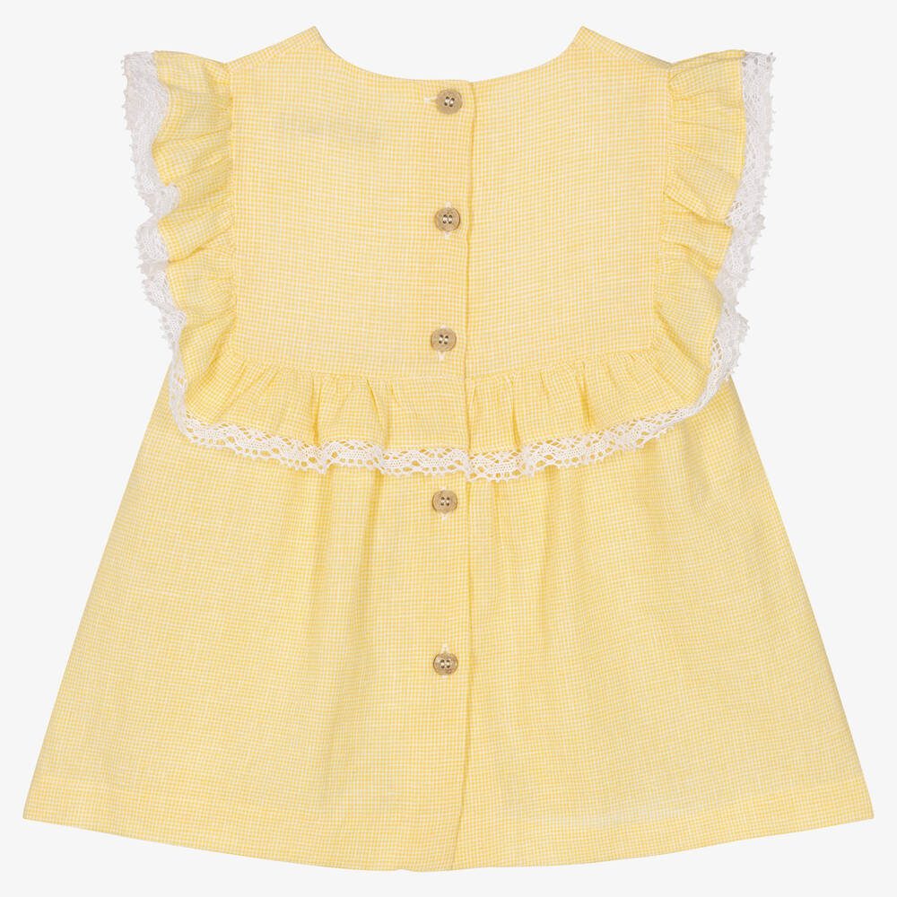 Babidu-Baby Girls Yellow Cotton Dress | Childrensalon Outlet