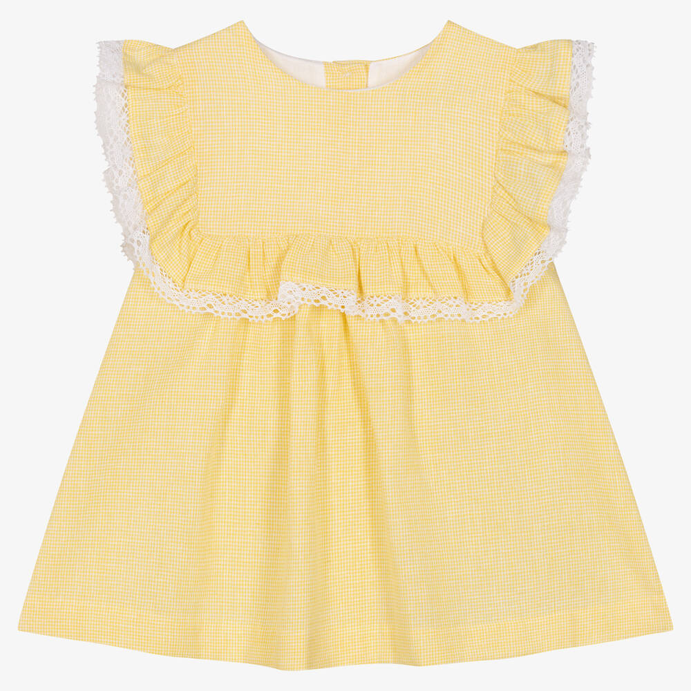 Babidu - Baby Girls Yellow Cotton Dress | Childrensalon