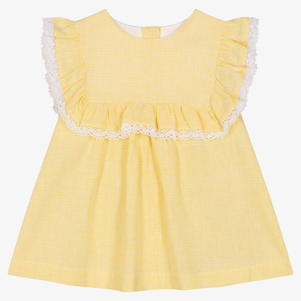 Babidu - Robe jaune en coton bébé fille | Childrensalon