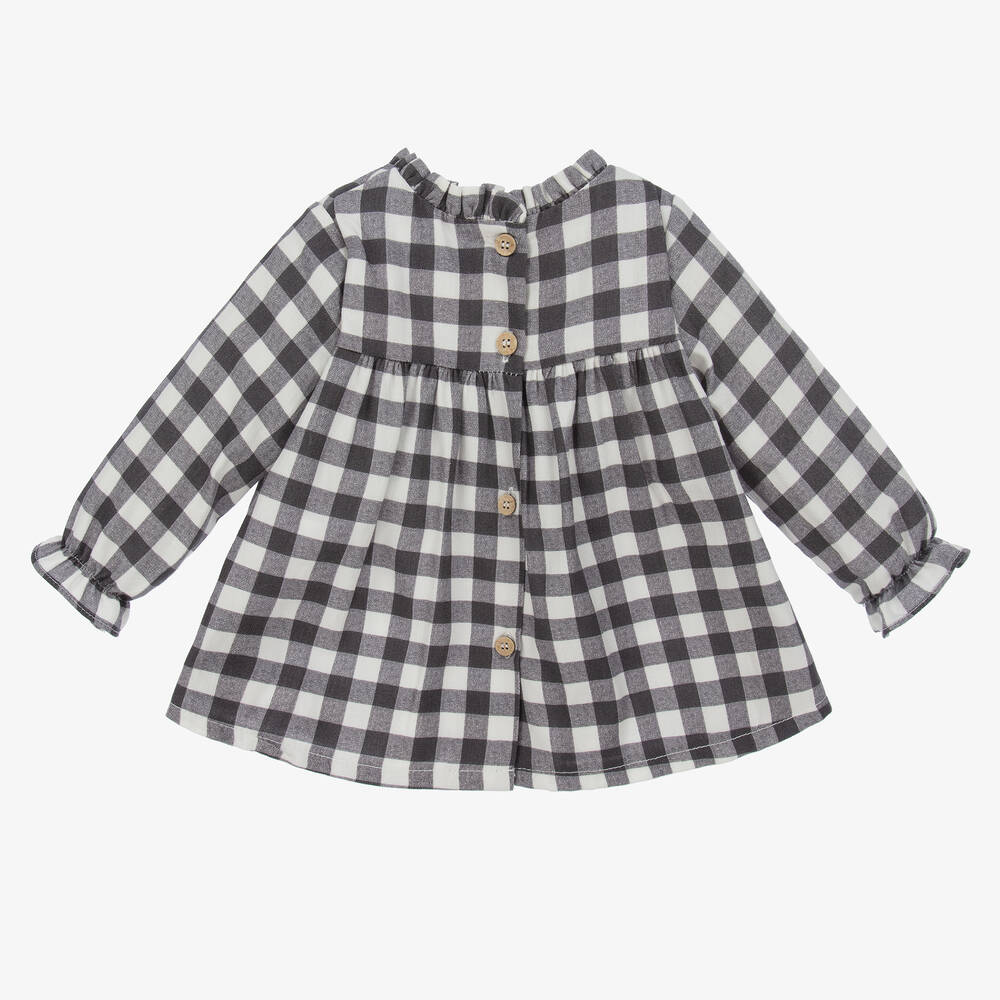 Babidu-Baby Grey Gingham Dress Set | Childrensalon Outlet