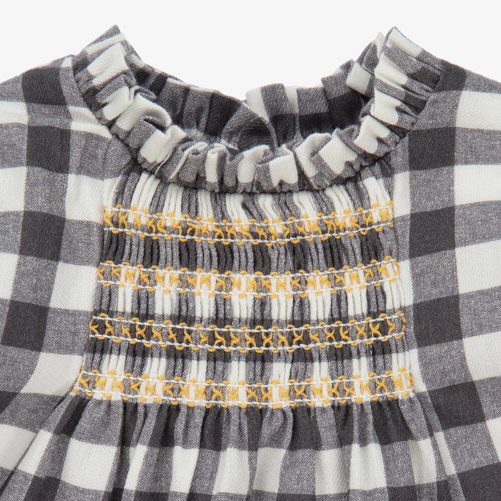 Babidu-Baby Grey Gingham Dress Set | Childrensalon Outlet