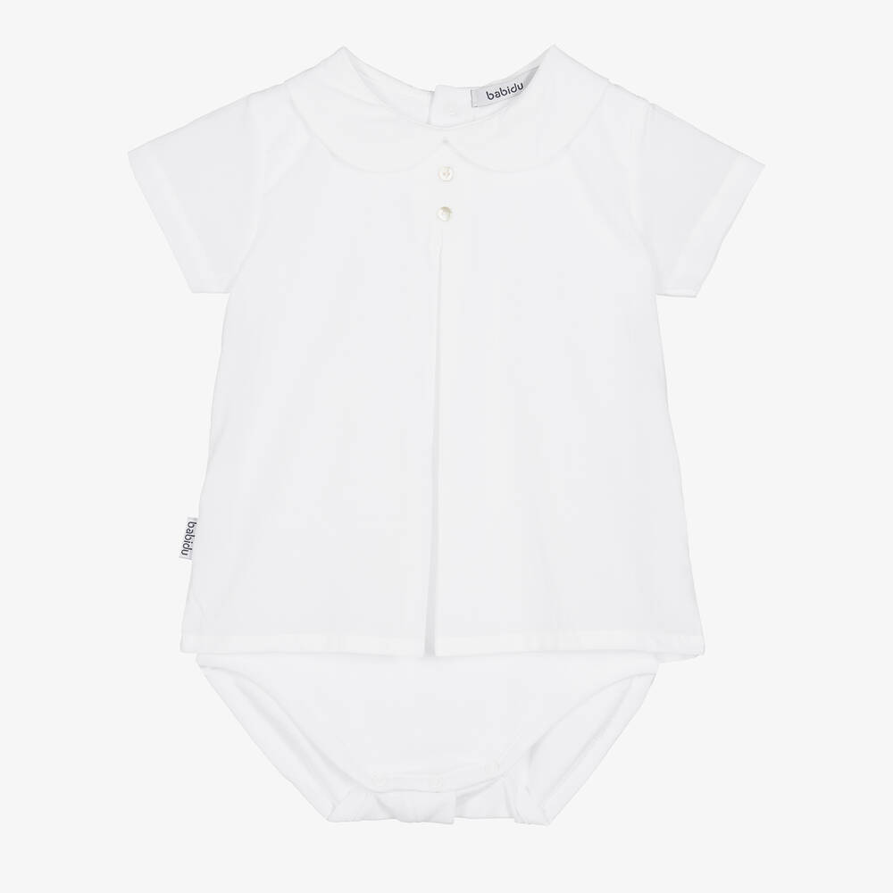 Babidu - Body effet chemise blanc Bébé | Childrensalon