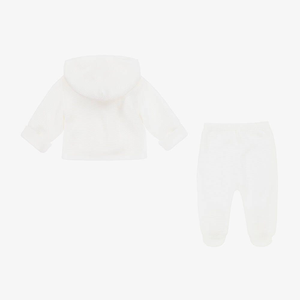 Babidu-Baby White Knitted Pram Coat Set | Childrensalon Outlet