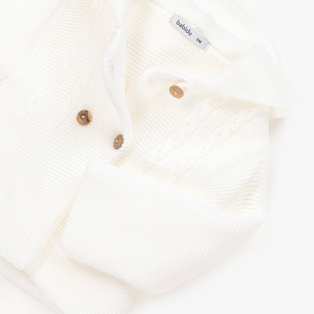 Babidu-Baby White Knitted Pram Coat Set | Childrensalon Outlet
