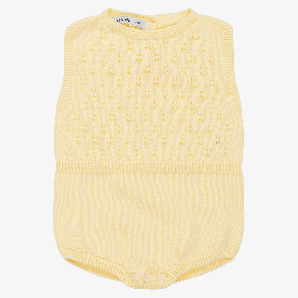 Babidu - Baby Yellow Cotton Knit Shortie | Childrensalon