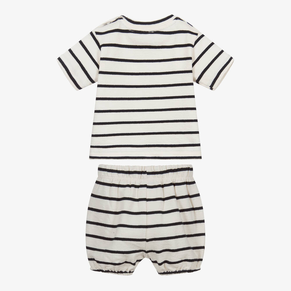 Babidu-Beige & Blue Shorts Set | Childrensalon Outlet