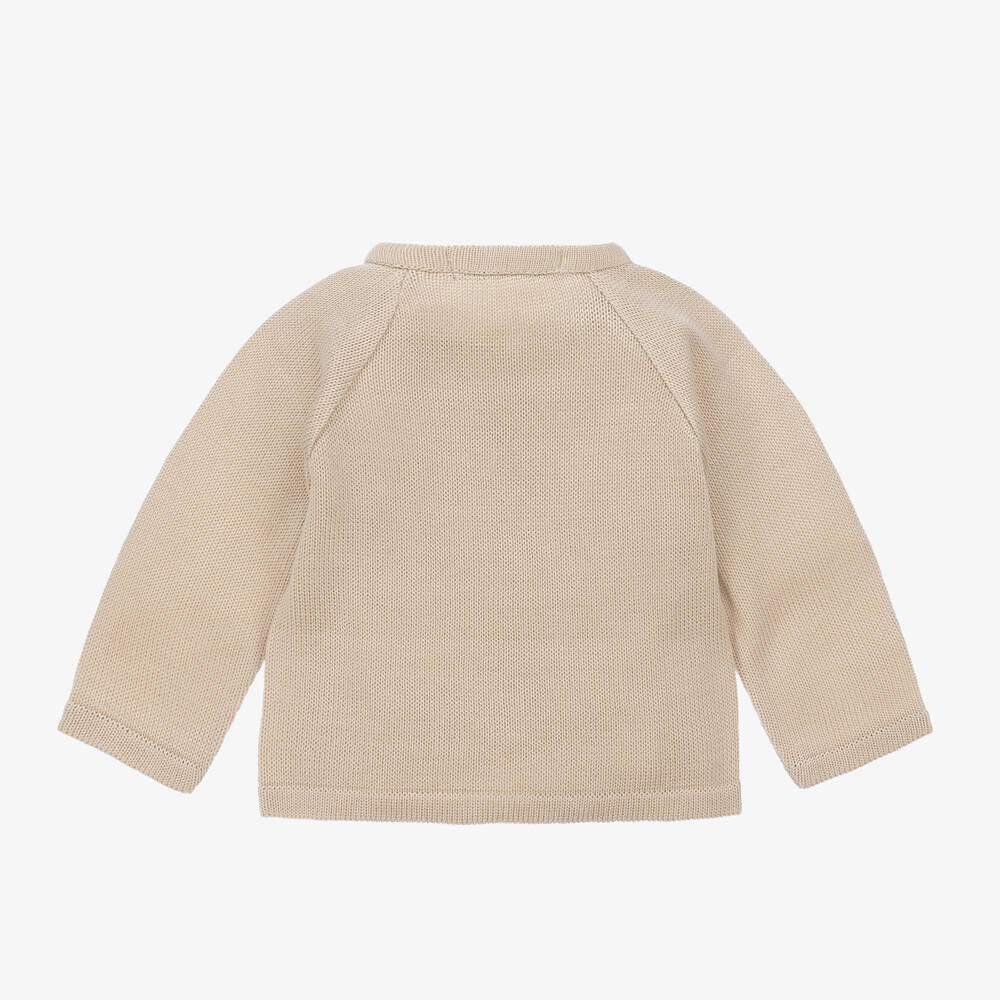 Babidu-Beige Knitted Baby Cardigan | Childrensalon Outlet