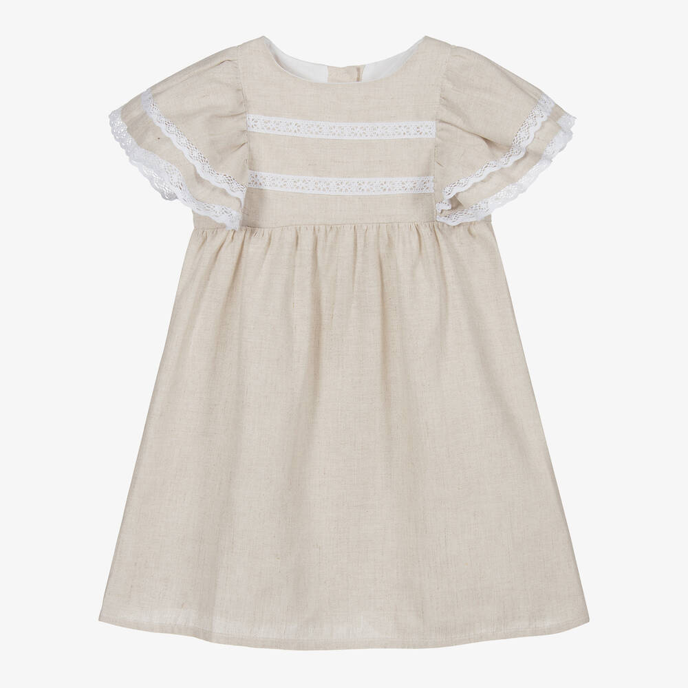 Babidu - Beige Linen Dress | Childrensalon