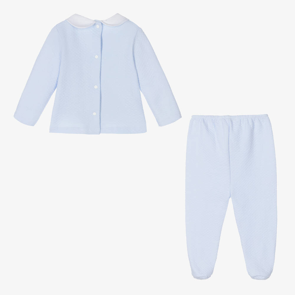 Babidu-Blue Cotton 2 Piece Babygrow | Childrensalon Outlet