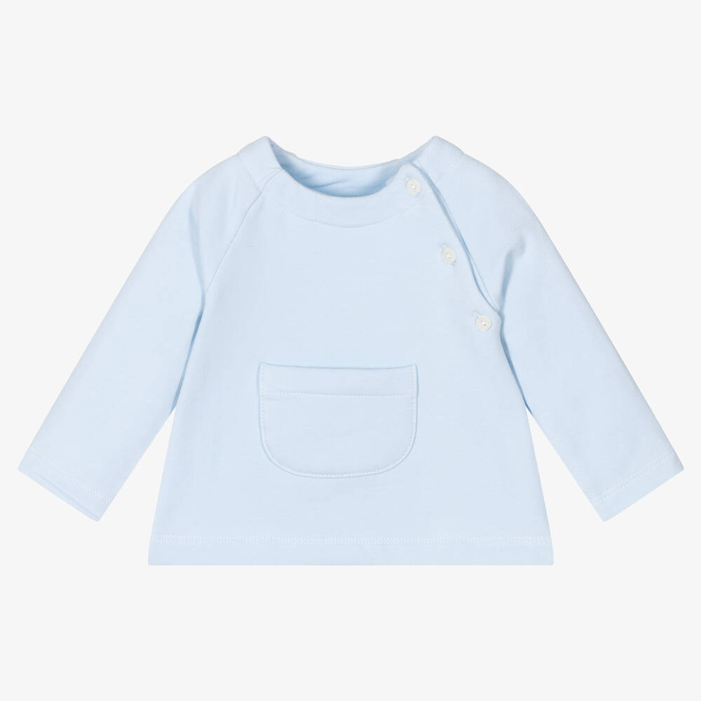Babidu - Blue Cotton Jersey Baby Top | Childrensalon
