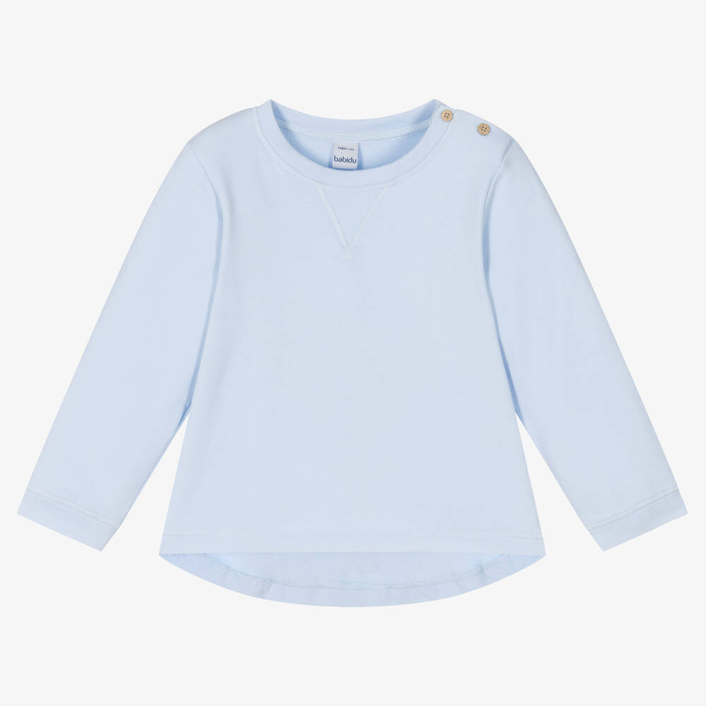 Babidu - Blue Cotton Jersey Sweatshirt | Childrensalon