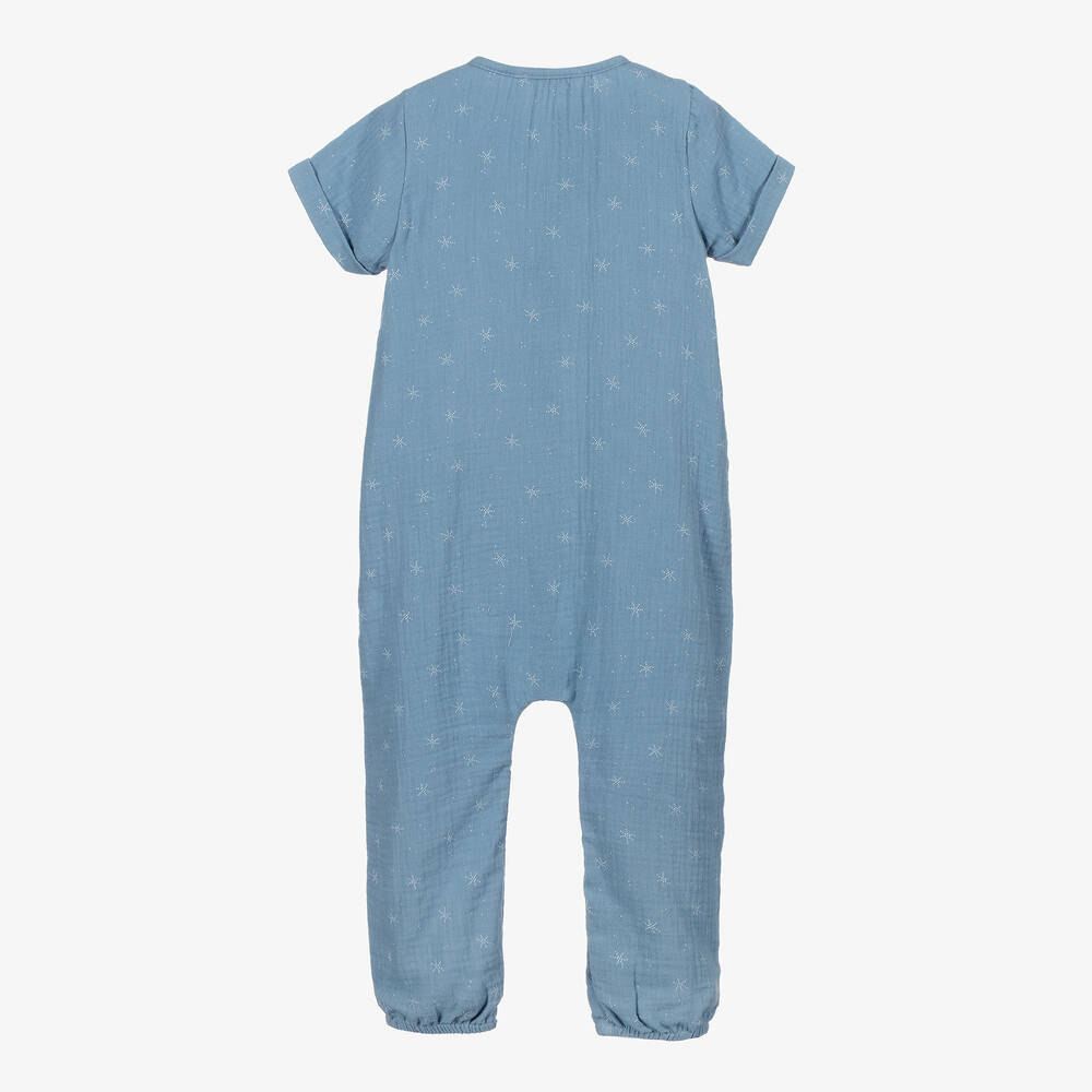 Babidu-Blue Cotton Jumpsuit | Childrensalon Outlet