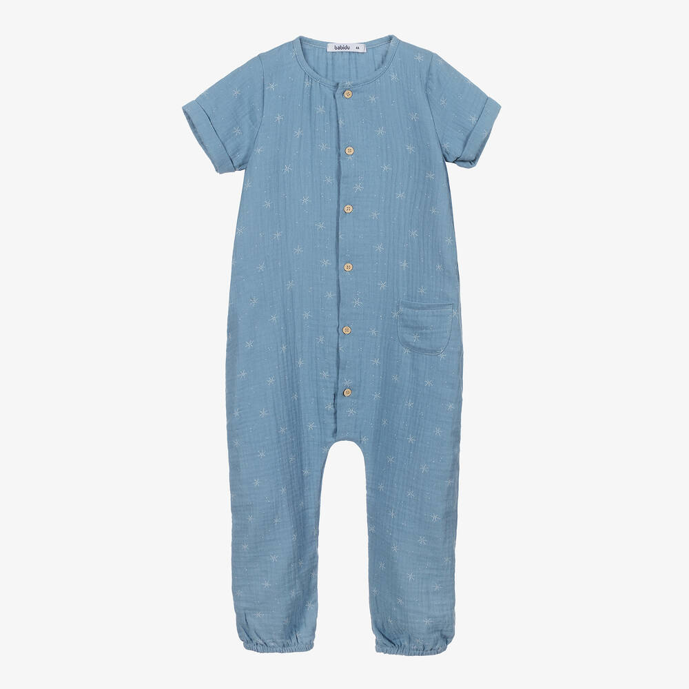 Babidu-Голубой комбинезон из хлопка | Childrensalon Outlet