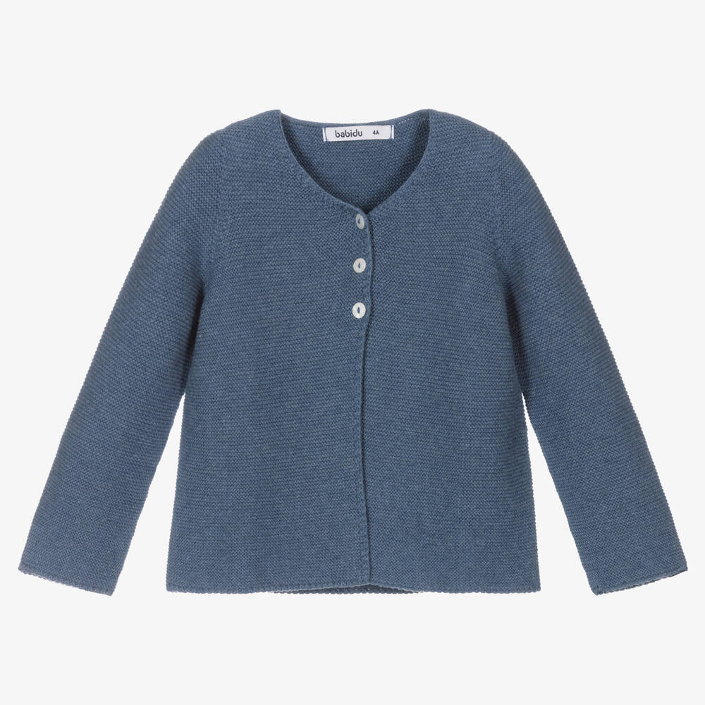 Babidu - Blaue Baumwoll-Strickjacke | Childrensalon