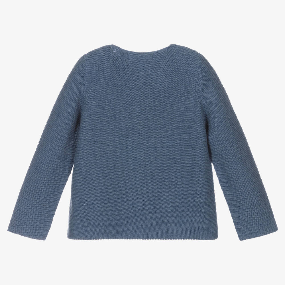Babidu-Blue Cotton Knit Cardigan | Childrensalon Outlet