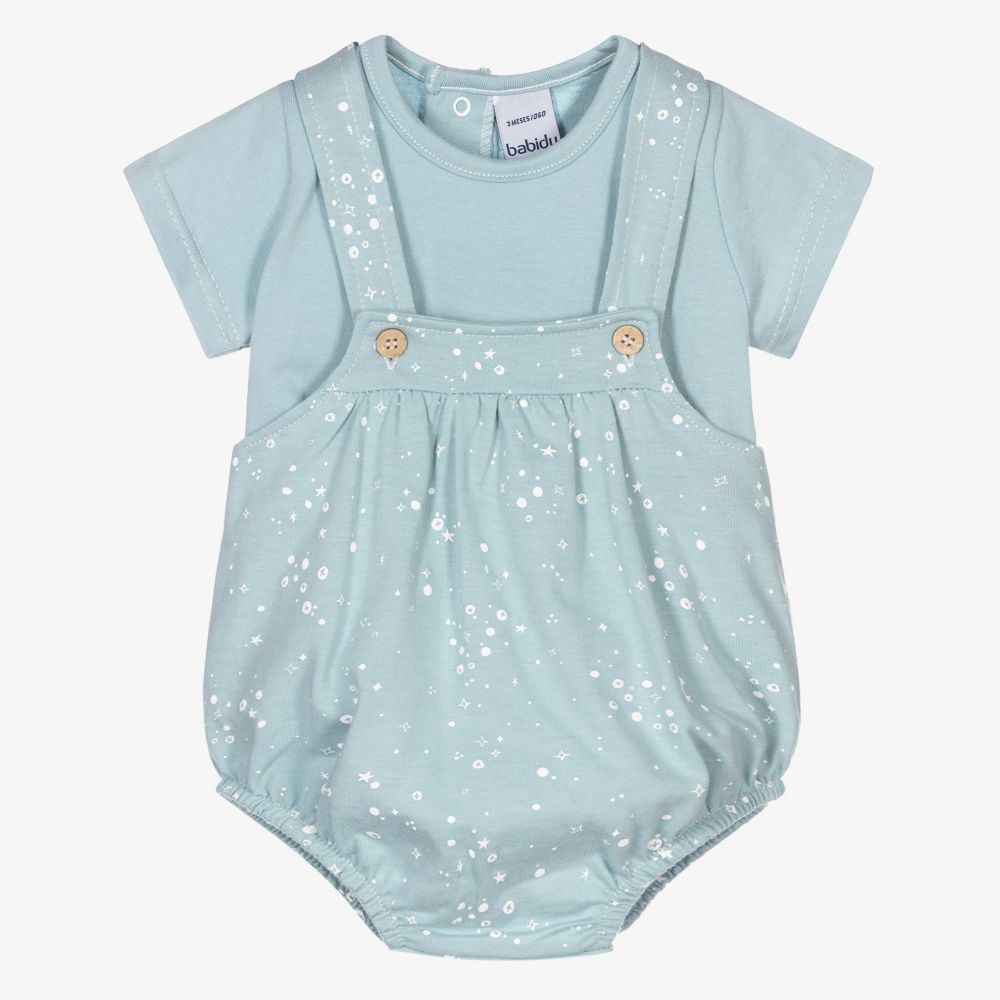 Babidu - Barboteuse et body coton bleu | Childrensalon