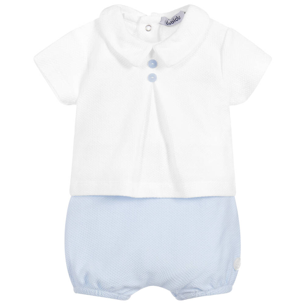 Babidu-Blue Cotton Shorts Set | Childrensalon Outlet