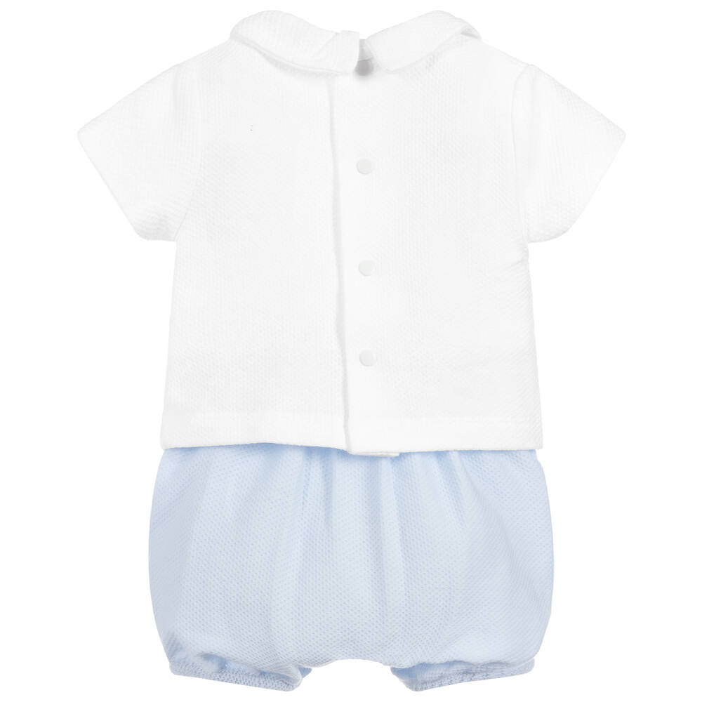 Babidu-Blue Cotton Shorts Set | Childrensalon Outlet