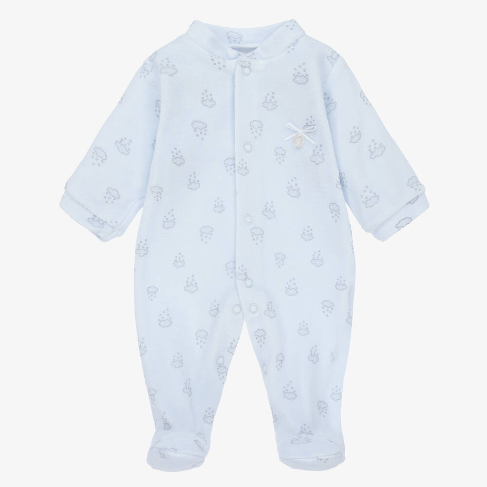 Babidu - Grenouillère velours coton bleu | Childrensalon