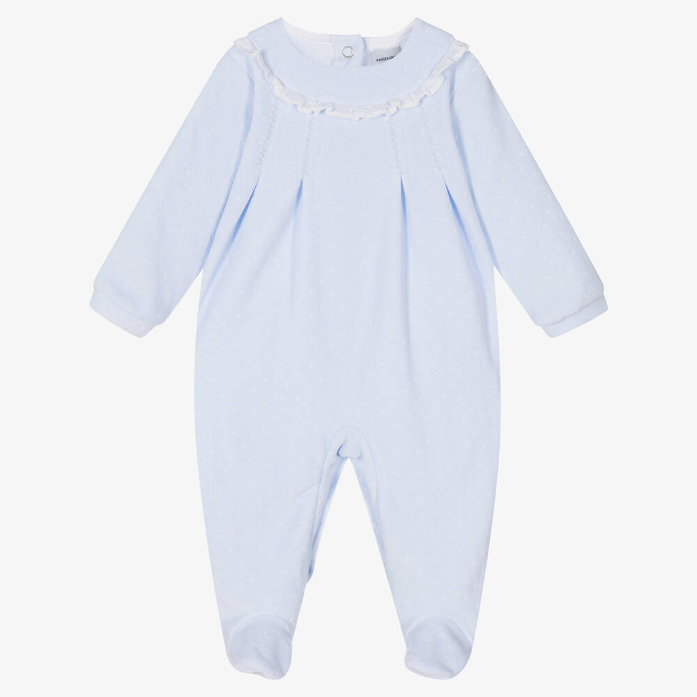 Babidu - Blauer Baumwollvelours-Strampler | Childrensalon