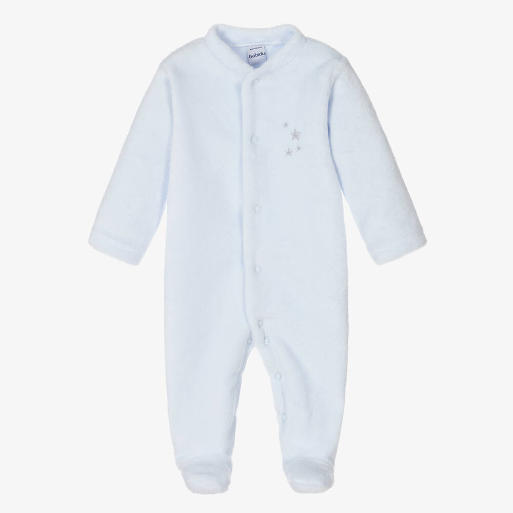 Babidu - Blue Fleece Babygrow | Childrensalon